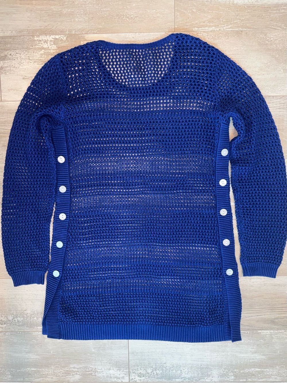 Tommy Bahama Blue Crochet Knit Swim Cover Up Tunic Cotton Linen Beach Sweater - Picture 4 of 9